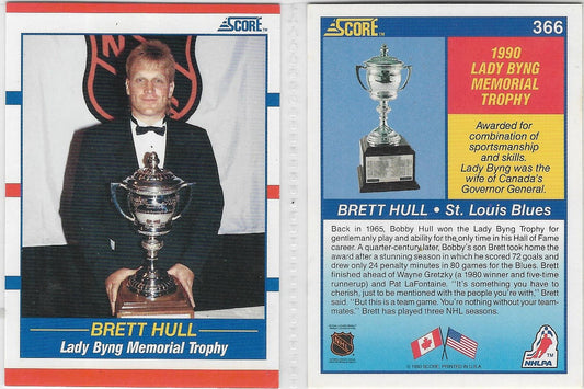 1990-91 Score NHL Lady Byng Trophy Brett Hull #366