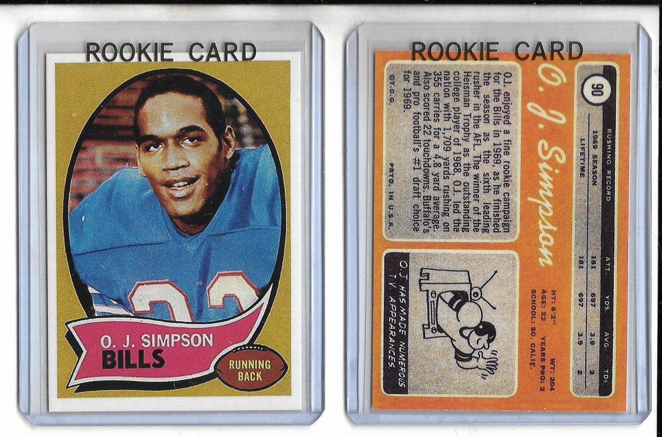 1970 Topps #90, OJ SIMPSON -  Buffalo Bills, -ROOKIE RP CARD