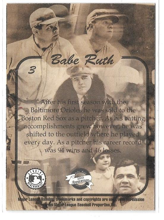 1994 Babe Ruth Guyana Gold Foil Baseball Card #3 –