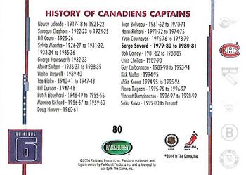 2003 Parkhurst Original 6 #80 SERGE SAVARD MONTREAL CANADIANS Captains Card