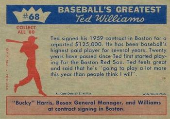 1959 FLEER TED WILLIAMS #68 TED SIGNS BOSTON RED SOX RP Card - Not His Rookie