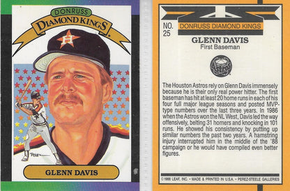 1989 DONRUSS "DIAMOND KING" #25 GLEN DAVIS - HOUSTON ASTROS -
