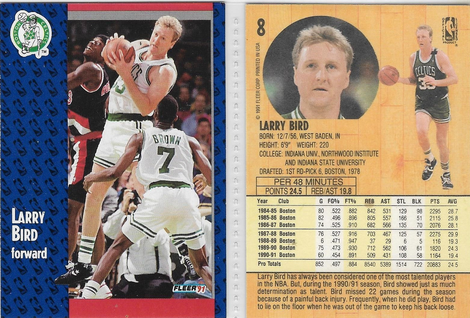 1990-91 Fleer #8 Larry Bird