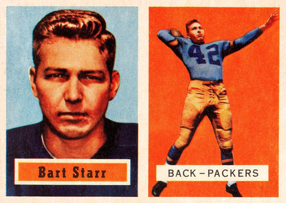 1957 Topps #119  BART STARR en Bay Packers - ROOKIE Reprint Card