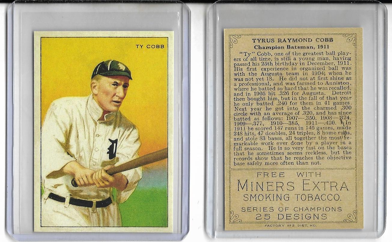 1912 T227 TY COBB Reprint Card - Minors Extra Back BIG SALE PRICE –