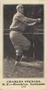 1916 M101 -4 #169 CASEY STENGEL - NEW YORK YANKEES /  BROOKLYN NATIONALS W/ SPORTING NEWS BACK