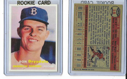 1957 Topps #18 DON DRYSDALE HOF ROOKIE REPRINT CARD  Brooklyn Dodgers