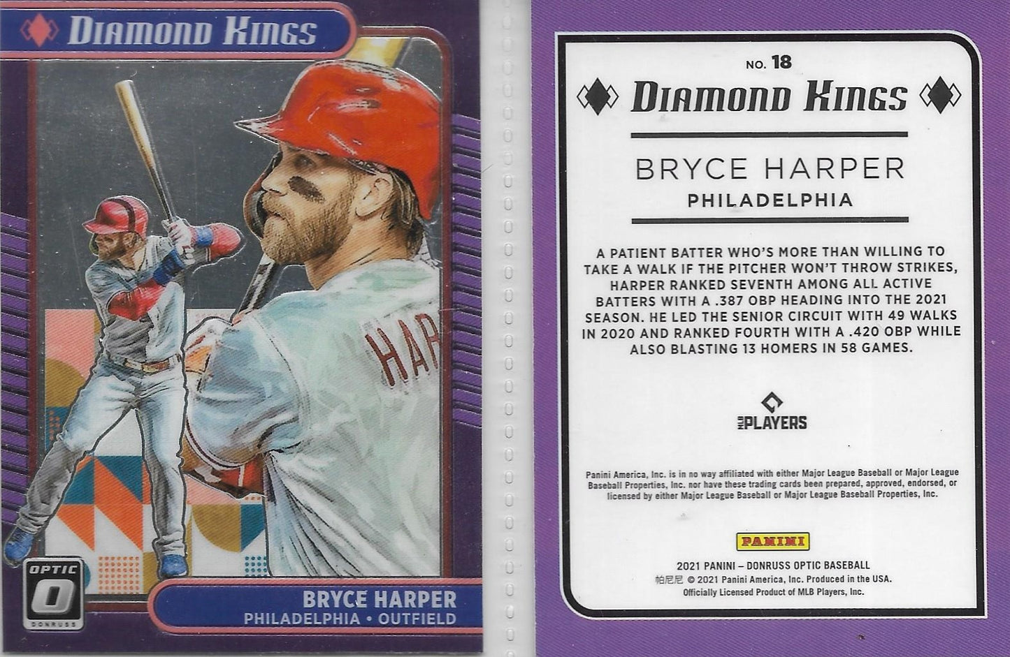 2021 Panini Donruss Optic Baseball Diamond Kings Insert - # 18 BRYCE HARPER - PHILLIES