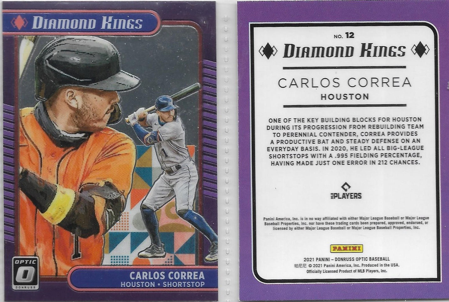 2021 Panini Donruss Optic Baseball Diamond Kings Insert - # 12 CARLOS CORREA  HOUSTON ASTROS