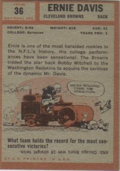 1962 TOPPS FOOTBALL #36 ERNIE DAVIS HOF -Rookie RP Card  Cleveland Browns