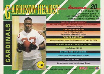 1993 Bowman #20 GARRISON HEARST Phoenix Cardinals Foil ROOKIE CARD