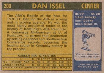1971-72 Topps  #200 DAN ISSEL - KENTUCKY COLONELS - Rookie Reprint Card