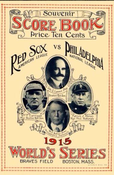 1915 World Series Red Sox Vs Philadelphia score book cover