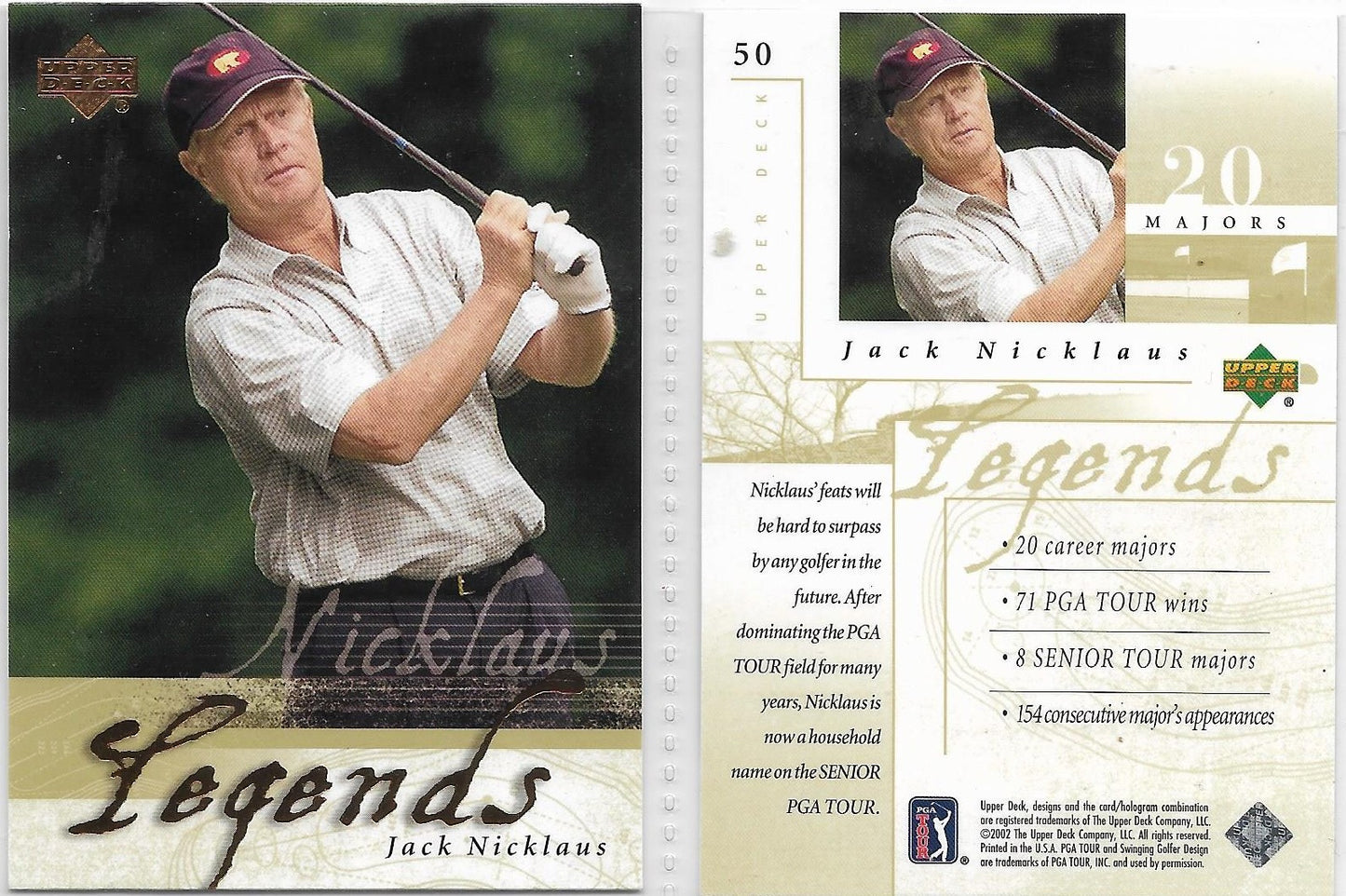 2002 UPPER DECK GOLF LEGENDS INSERT - #50 JACK NICKLAUS