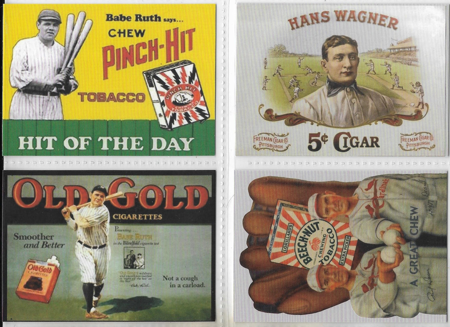 LOT of 4 HOF - ADVERTISMENT RP CARDS - TOPIC - TOBACCO - w/facs.autos 3