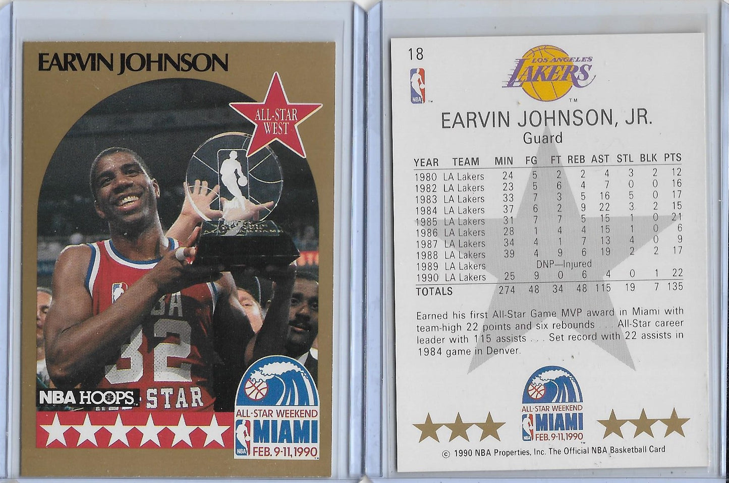 HOF:  1990-91 Hoops  #18 MAGIC JOHNSON  - LOS ANGELES LAKERS ALL STAR CARD