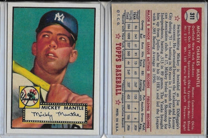 1952 TOPPS  #311 MICKEY MANTLE ROOKIE REPRINT CARD