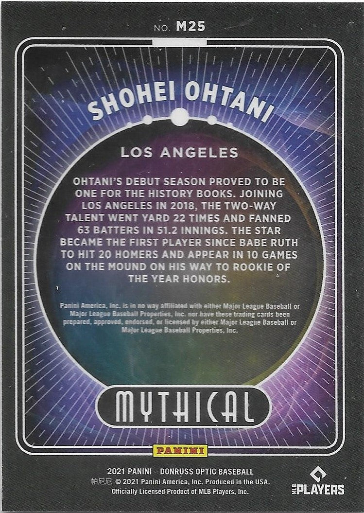 2021 Panini Donruss Optic Mythical  M25  SHOHEI OHTANI  LOS ANGELES ANGELS  INSERT CARD
