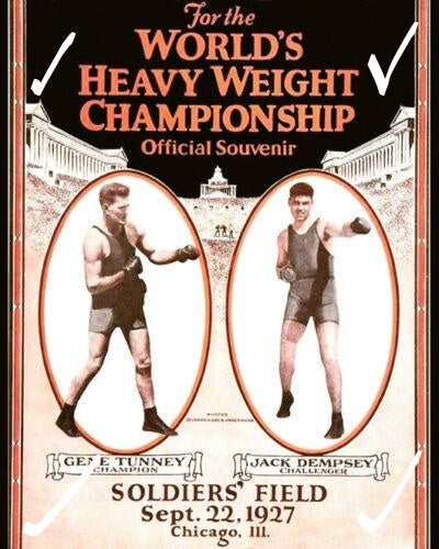 1927 Title Fight GENE TUNNEY vs JACK DEMPSEY Glossy 8x10 Photo Poster Print