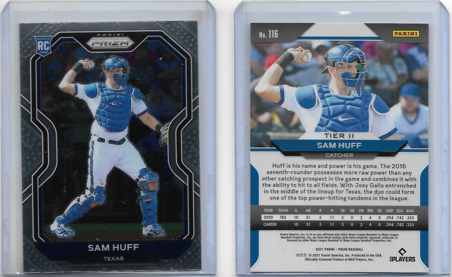 2021 Panini Prizm #116 SAM HUFF - TEXAS RANGERS  Silver Prizm ROOKIE CARD