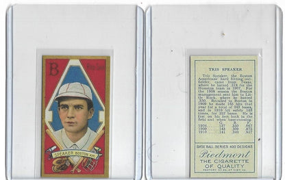 1911 T205 TRIS SPEAKER  SWEET PIEDMONT CIGARETTES BACK Reprint Card