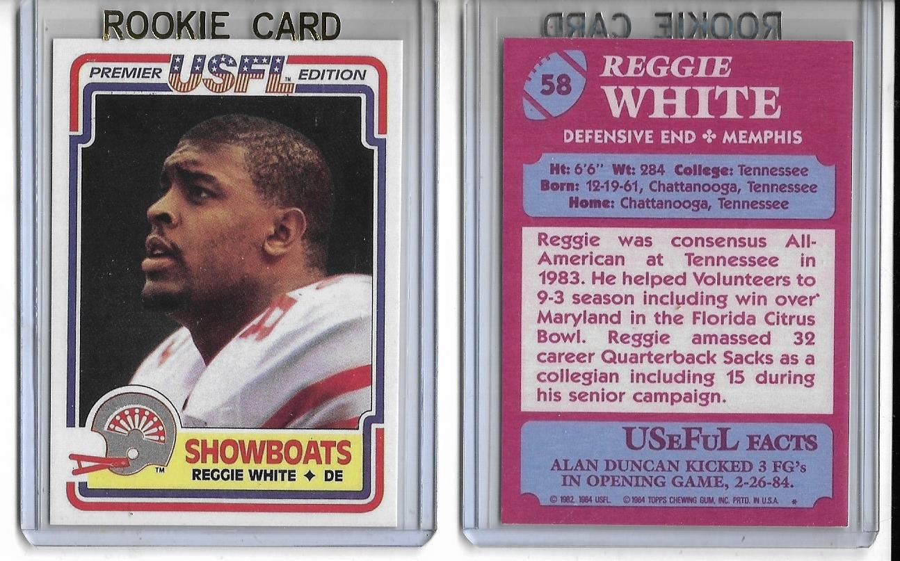 1984 Topps USFL #58 REGGIE WHITE Rookie Reprint Card  Memphis Showboats