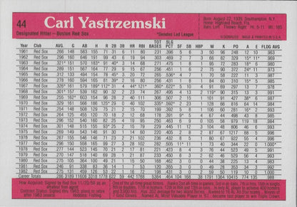 1983 DONRUSS ALL STAR - SUPERSTAR CARD #44 CARL YASTRZEMSKI - BOSTON RED SOX
