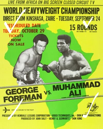 1974 Heavyweight Boxers GEORGE FOREMAN vs MUHAMMAD ALI Glossy 8x10 Photo Poster