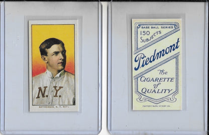 1909 T206 CHRISTY MATHEWSON Portrait Reprint Card w/ TY PIEDMONT Back