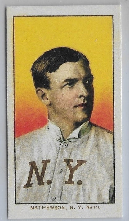 1909 T206 CHRISTY MATHEWSON Portrait Reprint Card w/ TY PIEDMONT Back