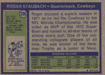 1972 Topps #200 Roger Staubach Dallas Cowboys ROOKIE RP CARD