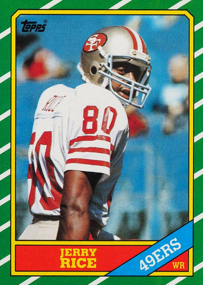 1986 Topps #161 Jerry Rice San Francisco 49ers Rookie Reprint Card.
