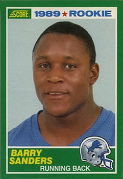 1989 Score Football #257 Barry Sanders Detroit Lions  Rookie Reprint Card HOF