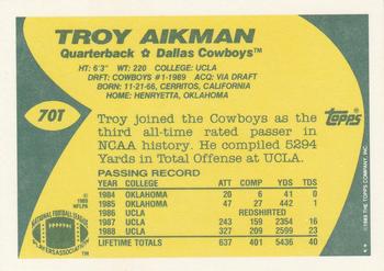 1989 Topps Traded #70T Troy Aikman Rookie Reprint Card  Dallas Cowboys