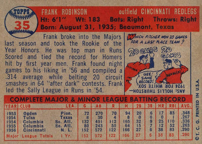 1957 Topps #35  Frank Robinson Rookie Reprint Card Cincinnati Reds Baltimore Orioles