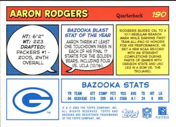 2005 Bazooka Blue #190 Aaron Rogers Reprint Card - Green Bay Packers