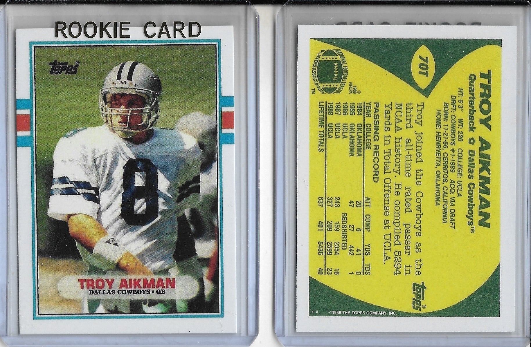 1989 Topps Traded #70T Troy Aikman Rookie Reprint Card Dallas