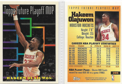 1993 TOPPS CARD #205 HAKEEM OLAJUWON HOUSTON ROCKETS FUTURE MVP