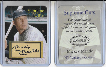 MICKEY MANTLE - New York Yankees Supreme Cuts card w. Facs, Auto Style II