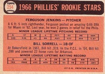 1966 TOPPS #254 FERGUSON JENKINS- PHILADELPHIA PHILLIES  - ROOKIE RP CARD.
