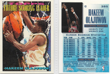 1993 TOPPS CARD #385 HAKEEM OLAJUWON FUTURE SCORING LEADER