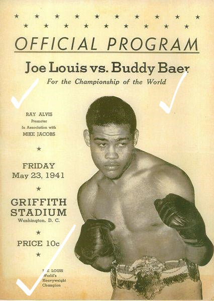 1941 Joe Lewis Vs, Buddy Baer Heavyweight Championship Program Copy -