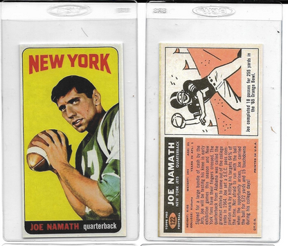 1965 Topps #122 Joe Namath New York Jets Rookie RP Card - Mint