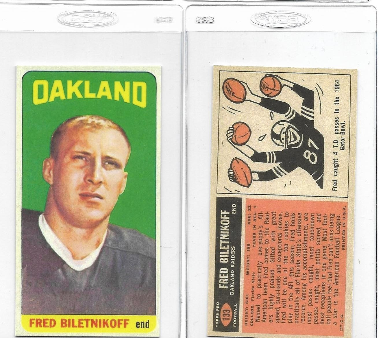 1965 Topps #133 FRED BILETNIKOFF ROOKIE REPRINT  Card - Oakland Raiders