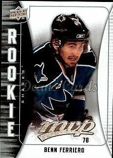 2009 UPPER DECK MVP HOCKEY ROOKIE #385 BENN FERRIERO SAN JOSE SHARKS