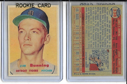 1957 Topps #338 Jim Bunning DETROIT TIGERS / PHILLIES Rookie Reprint Card