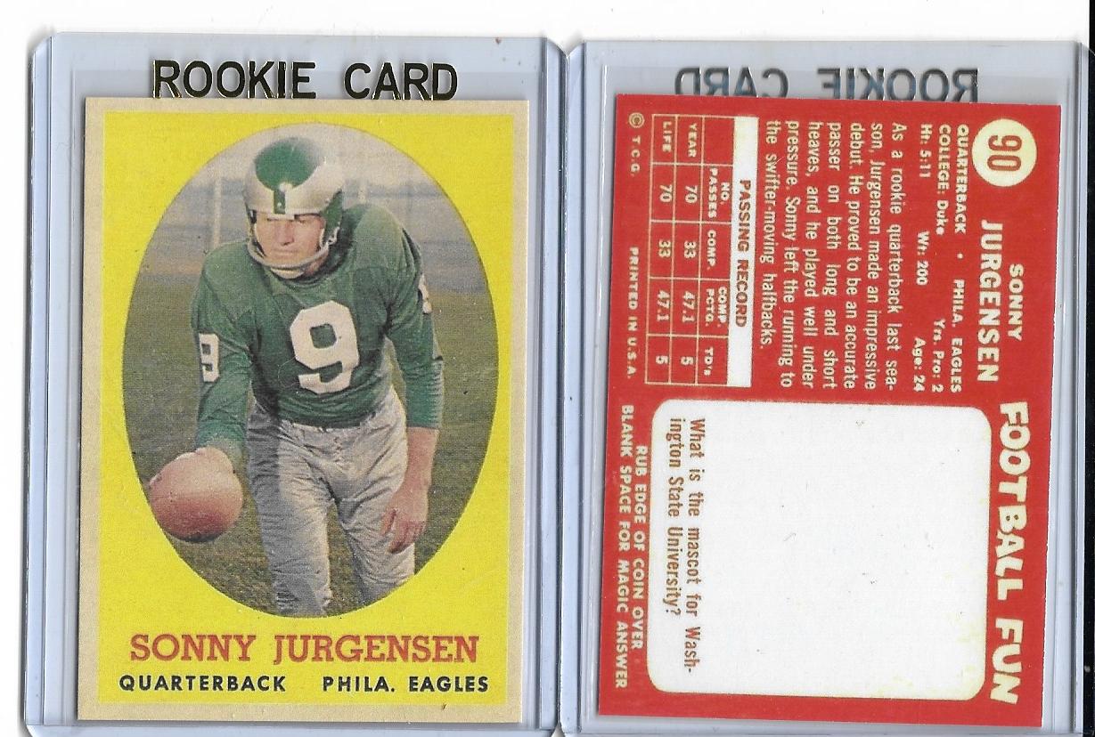1958 Topps  #90 Sonny Jurgensen Philadelphia Eagles Rookie Reprint Card