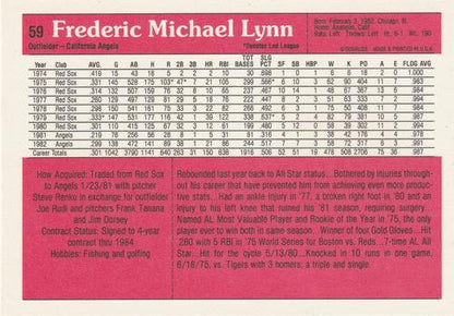 1983 DONRUSS ALL STAR SUPERSTAR CARD #59 FRED LYNN  CALIFORNIA ANGELS