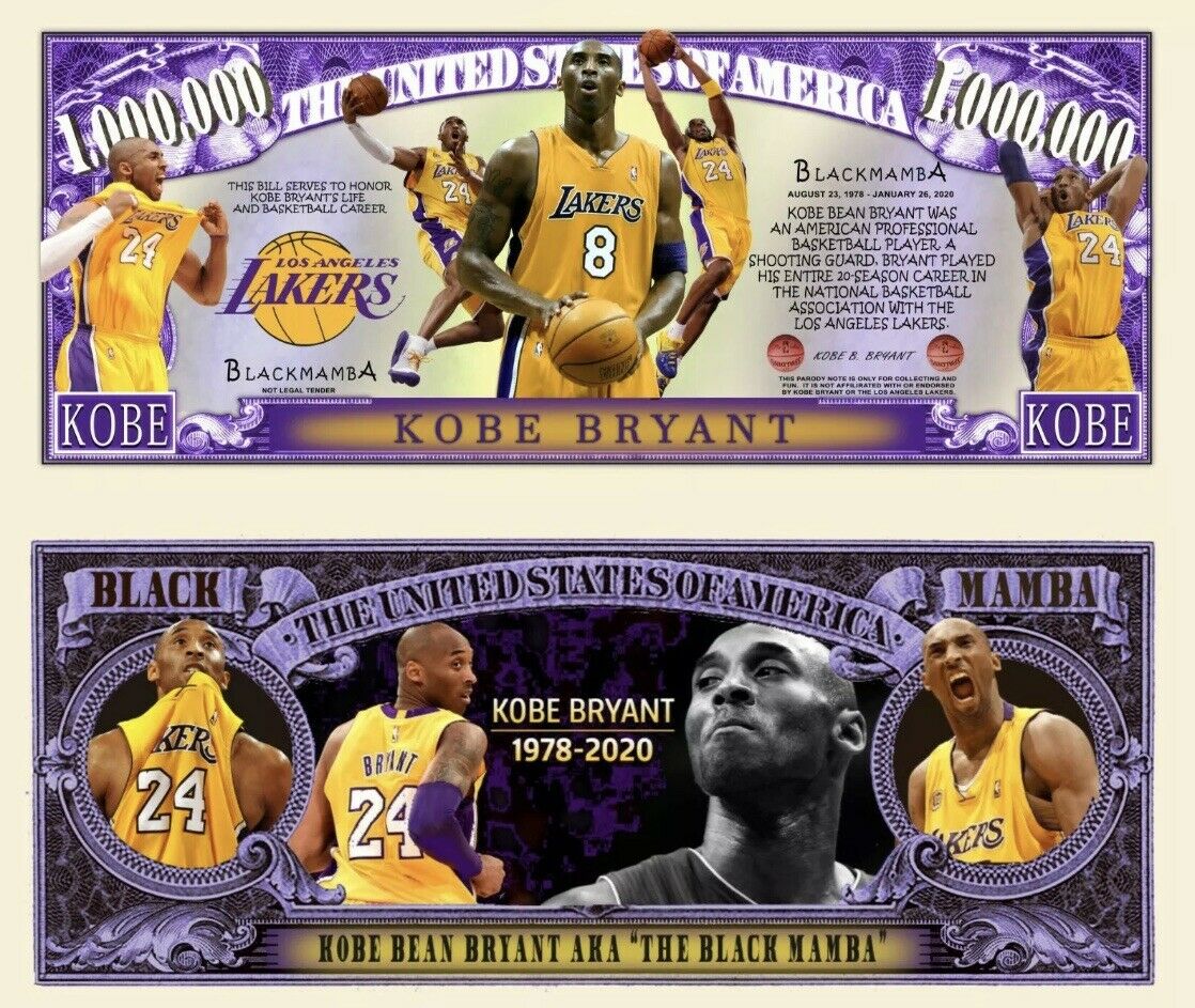 KOBE BRYANT Commemorative 1 million  Dollar Bill - Los Angeles LAKERS Novelty Collectable