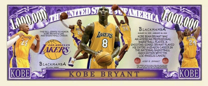 KOBE BRYANT Commemorative 1 million  Dollar Bill - Los Angeles LAKERS Novelty Collectable